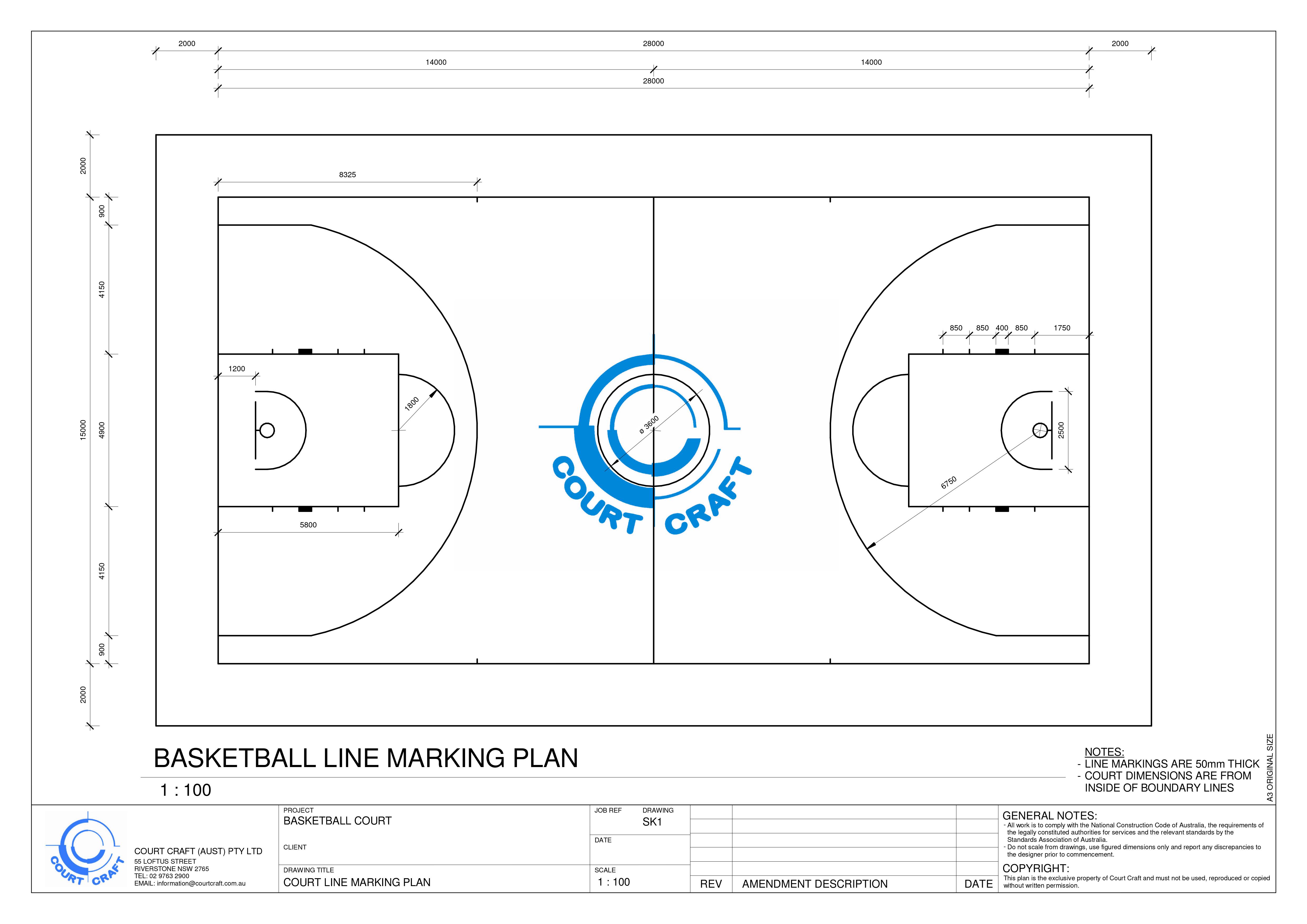 basketball half  court dimensions